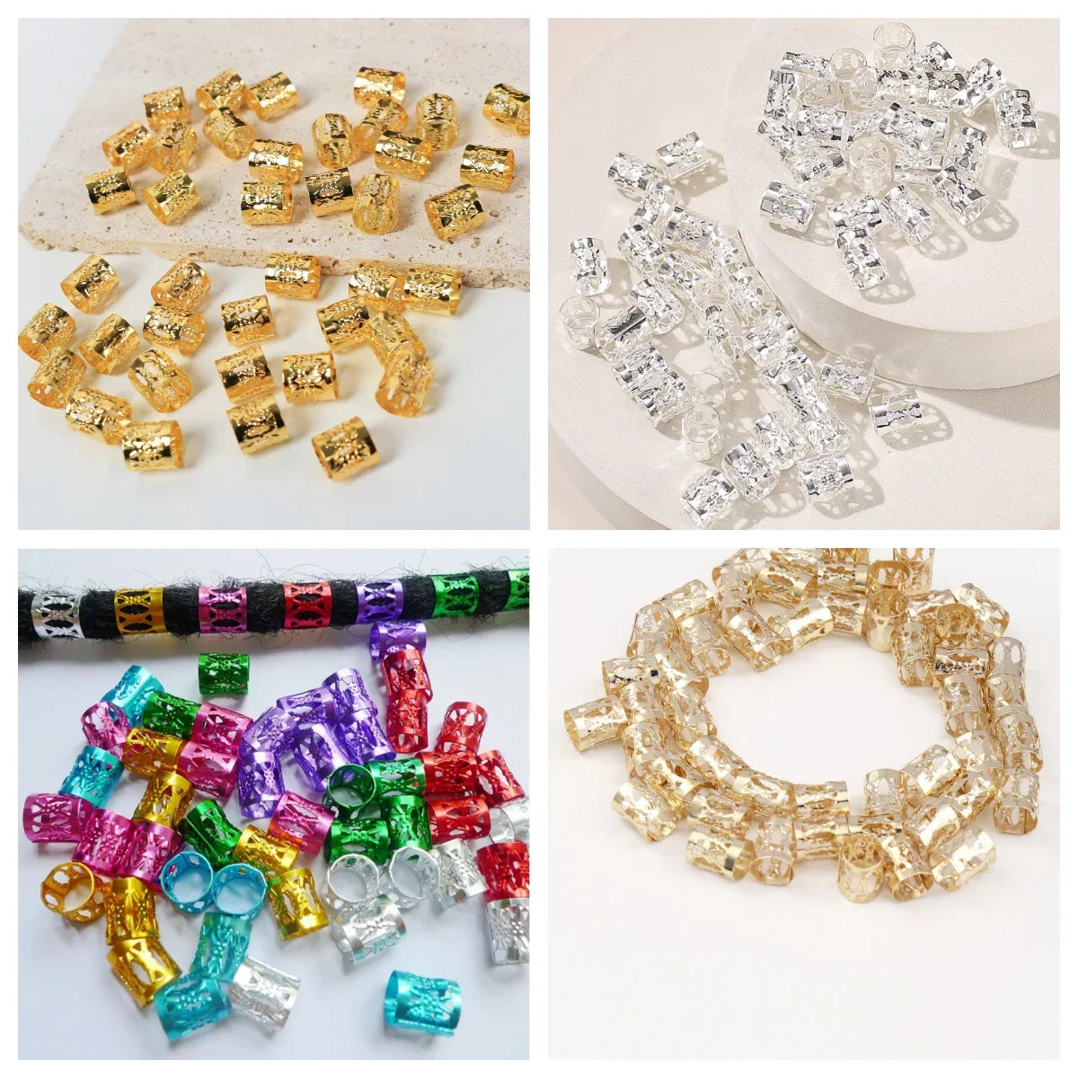 100pcs Dreadlock Hair Rings Adjustable Cuff Clip Hair Braids Loc Hair Jewelry for Braids Hairpin Girl Hair Accessorie Headwear