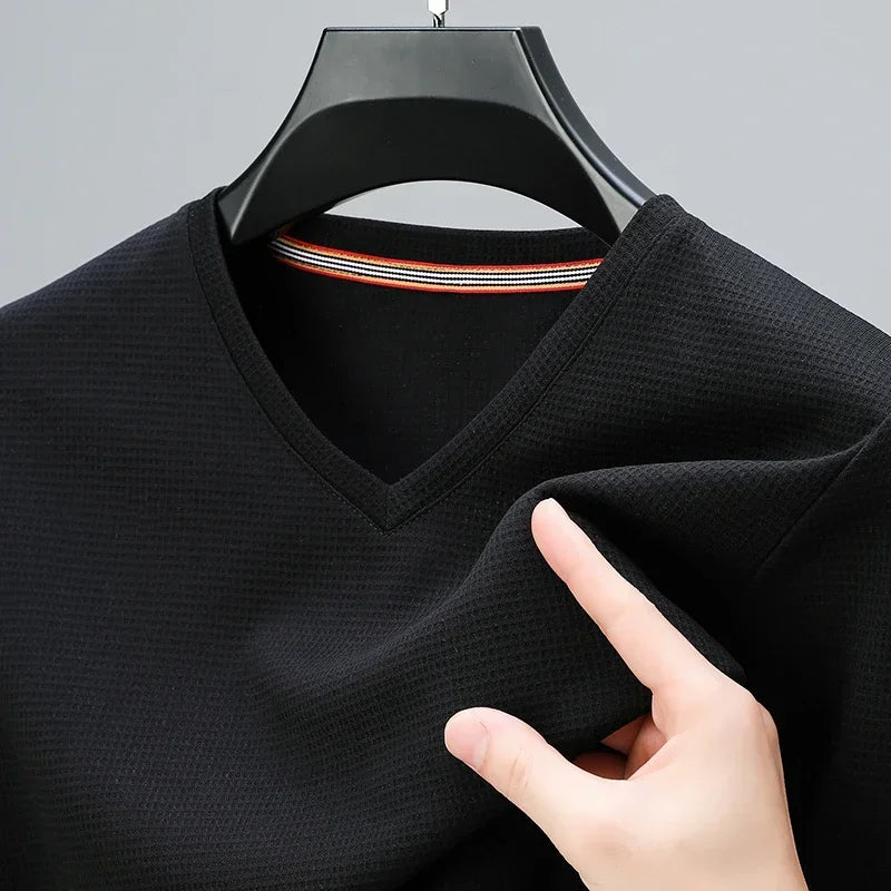 Men's Waffle Knit V-Neck Short-Sleeve T-Shirt — view 2 of t-shirts
