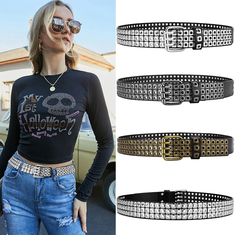 Belts Punk Streetwear Women's PU Leather Belt — Personalised Studded Hardware — view 5 of belts