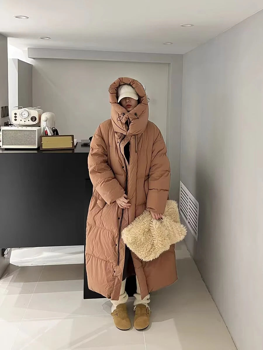 Women's Long Down Jacket Loose Big Yards Warm Jacket Casual Parka