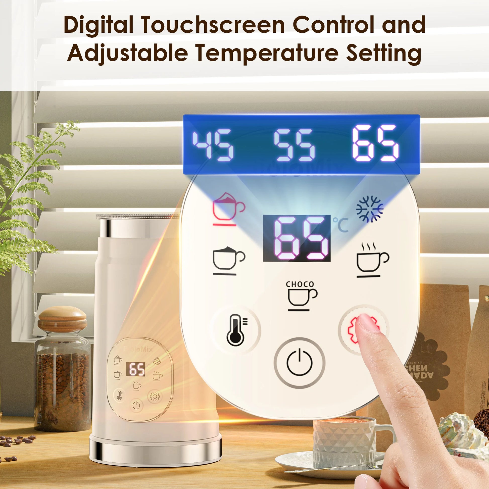 BioloMix 5-in-1 Milk Frother – LED Touchscreen Hot & Cold Foam Maker for Lattes & Coffee — view 3 of beauty & personal care