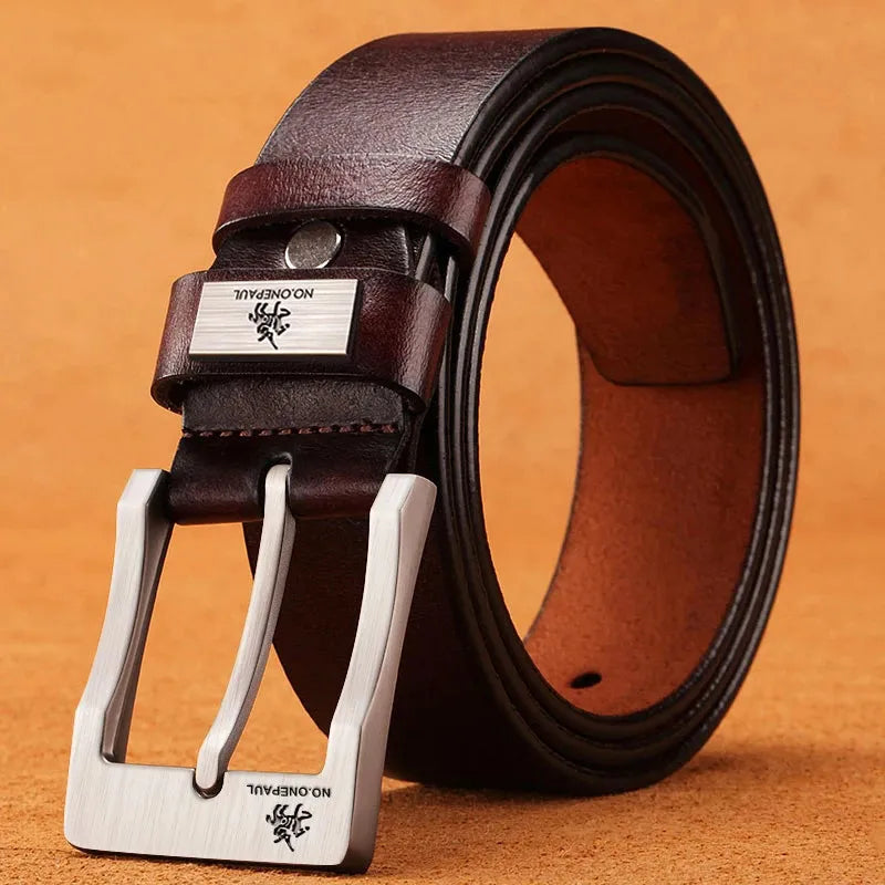 Men's Leather Buckle Belt — Designer Business Casual Denim Jean Belt — view 1 of accessories & jewelry