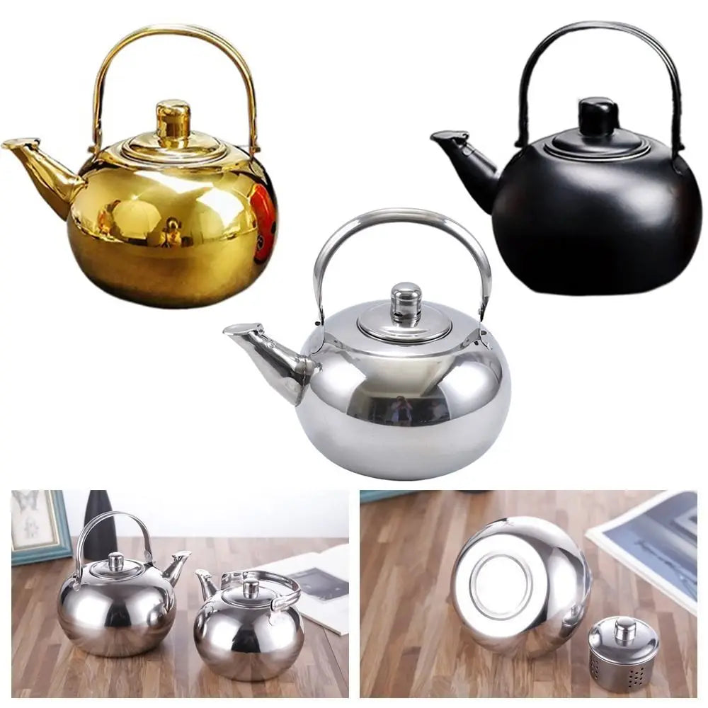 Stainless Steel Whistling Tea Kettle with Infuser Filter Stovetop Coffee Teapot Cool-Touch Handle — view 2 of cookware