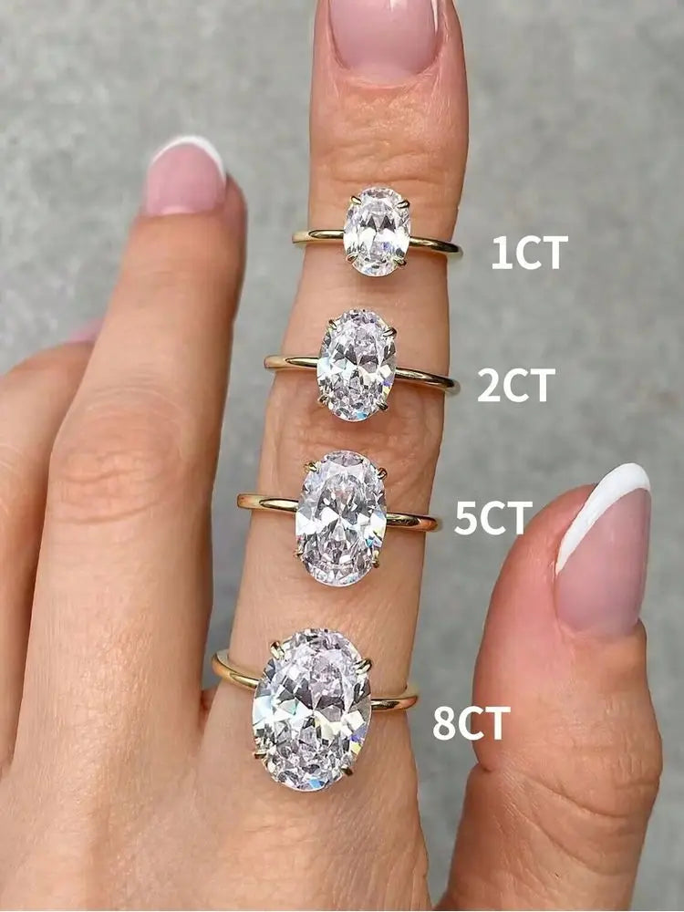 Women's 925 Sterling Silver 1-8CT Zircon Oval Ring — Engagement Wedding Jewelry — view 3 of jewelry