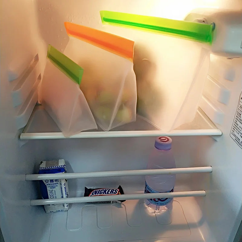Storage Organizer Silicone Food Bag Set — Reusable Stand-Up Freezer Bags BPA-Free Leakproof — view 4 of storage & organisation