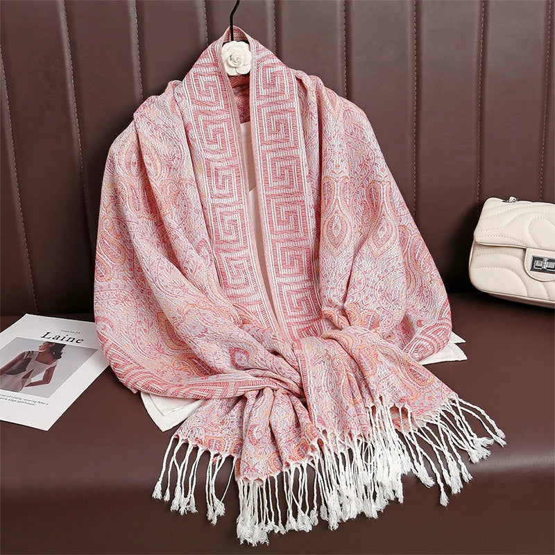 Pashmina Scarf in 58 Signature Shades — Cashmere-Feel Women's Tassel Shawl Wrap Color Stack