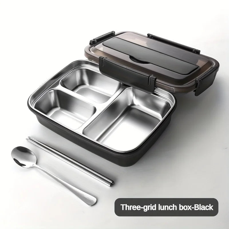 Leak-Proof Stainless Steel Lunch Box 3-4 Compartment Insulated Bento Container for Adults Office Meal Prep — view 1 of food storage