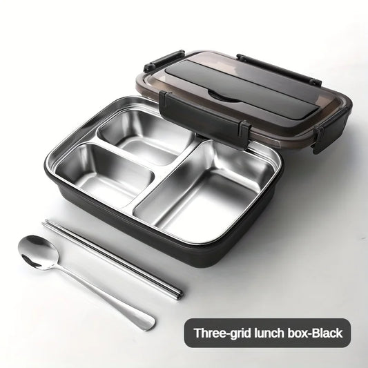 Leak-Proof Stainless Steel Lunch Box 3-4 Compartment Insulated Bento Container for Adults Office Meal Prep — view 1 of food storage
