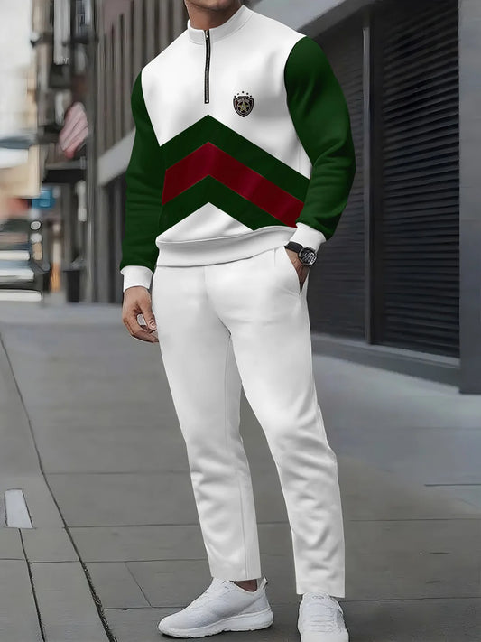 Men’s European Tracksuit (Cut 2) — Fashionable Long-Sleeve Top & Pants Set — view 1 of tracksuits