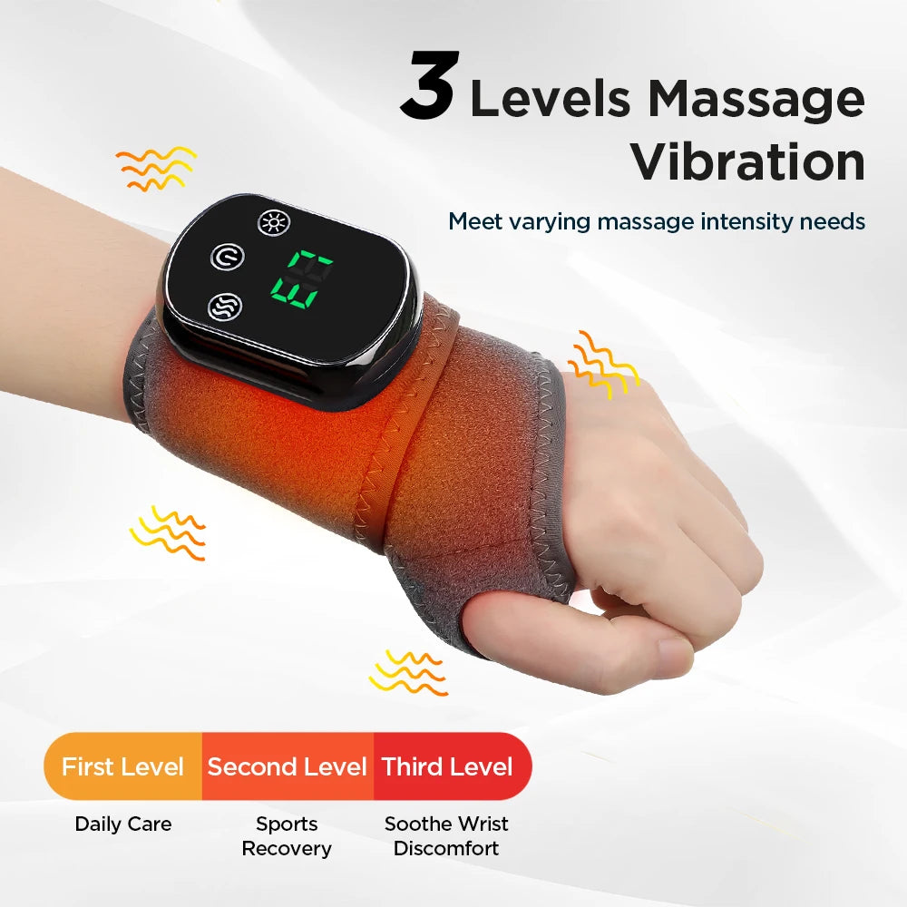 Electric Heating Wrist Guard — Vibration Massage for Carpal Tunnel Relief — view 2 of braces & support