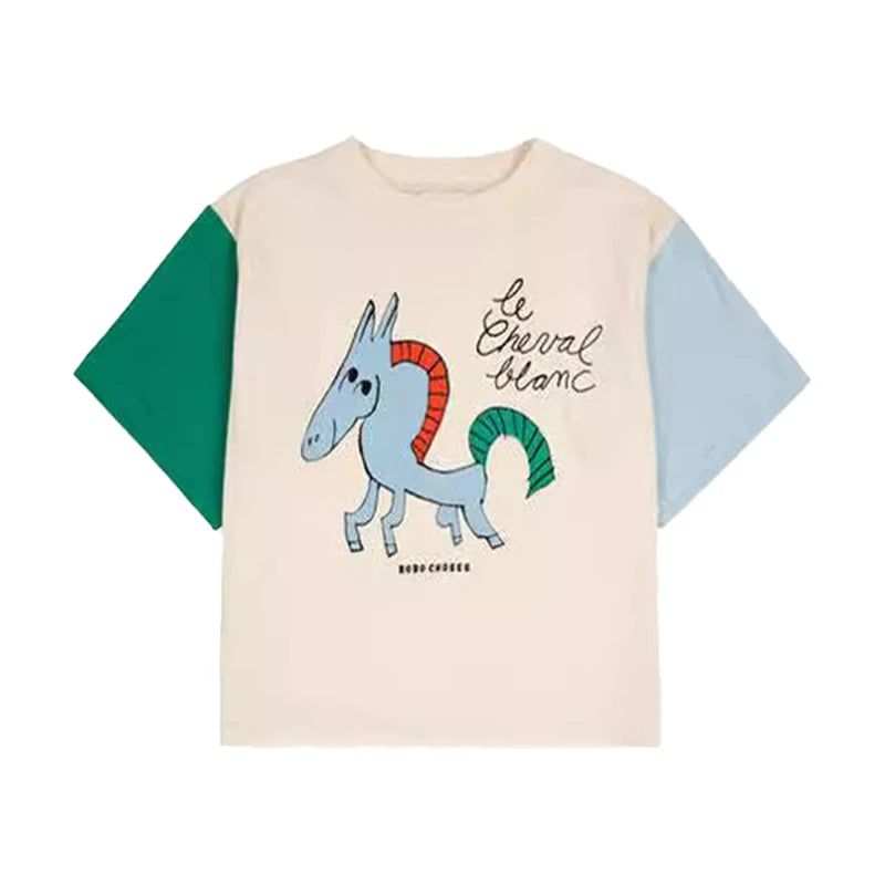 Kids T Shirts 2024 New Summer Brand Boys Girls Cute Print Short Sleeve Tees Baby Child Cotton Outwear Tops Clothing