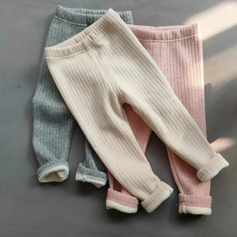 Warm Cashmere Pants for Girls Autumn Winter Kids Clothing Children Plus Velvet Trousers Keep Warm Cotton