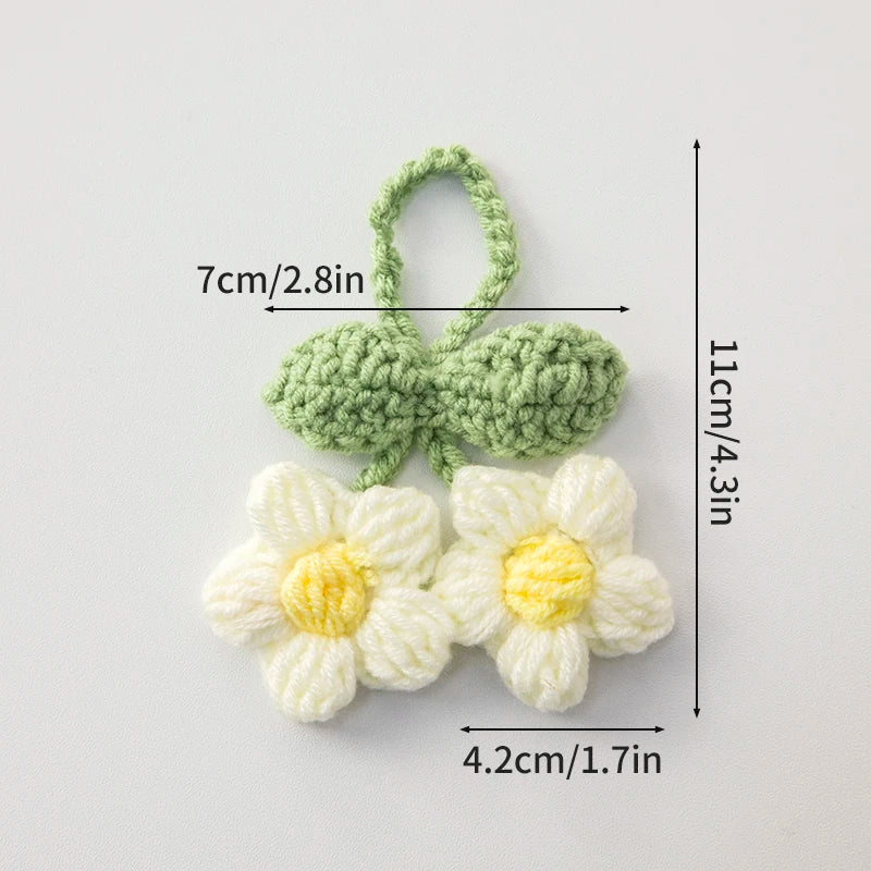 Home Decor Crochet Flower Pendant — Hand-Knitted Car Interior Hanging Decor & Bag Accessory