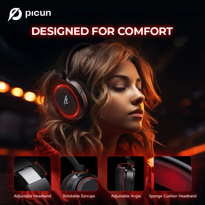 Picun G2 Wireless Gaming Headset – 2.4G + Bluetooth, 5ms Low Latency, 7.1 Surround, ENC Mic — view 6 of electronics & gadgets