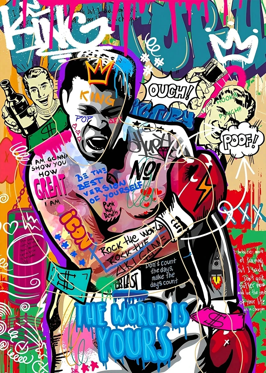 Home Decor Mike Tyson Boxing Graffiti Poster — Pop Canvas Wall Art, Boxer Legend Motivation — view 19 of home decor