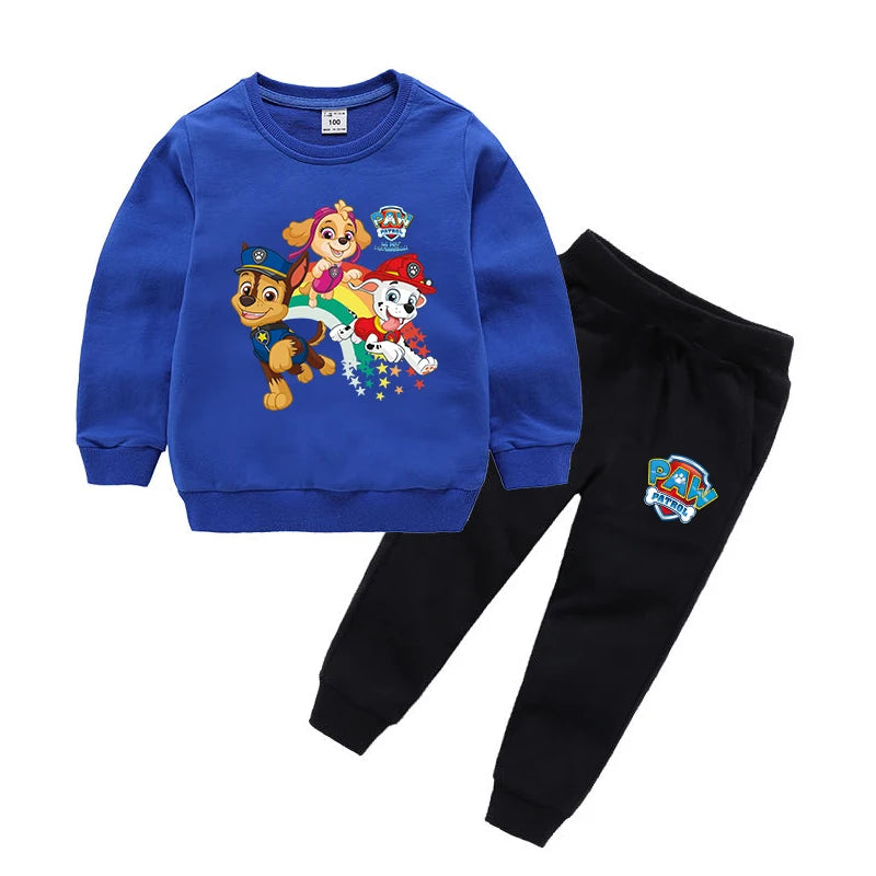 Paw Patrol Children Sets 2024 Autumn Boys/Girls Long sleeve t shirt Kids Kawaii Anime Clothing Sweatshirts and Pants Suits