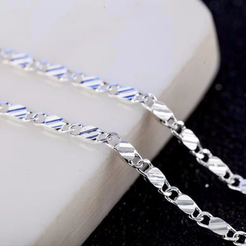 Unisex 925 Sterling Silver Flat Clavicle Chain Necklace — 2mm Luxury Jewelry — view 1 of jewelry
