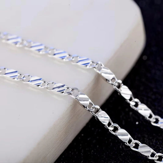 Unisex 925 Sterling Silver Flat Clavicle Chain Necklace — 2mm Luxury Jewelry — view 1 of jewelry