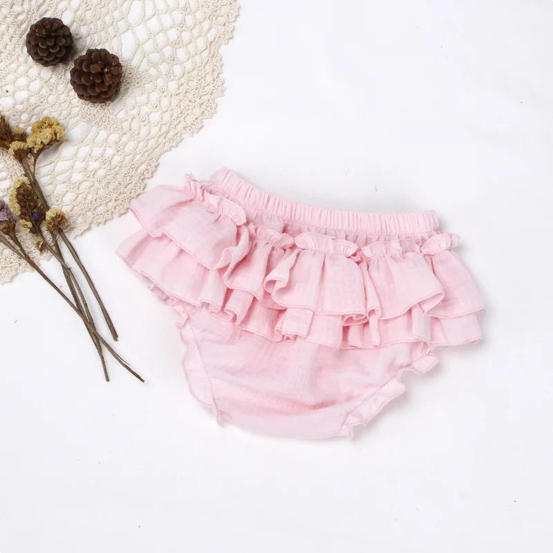 Baby Girls Double-Layer Ruffle Bloomer - Muslin Cotton Tutu Diaper Cover — view 12 of baby bottoms