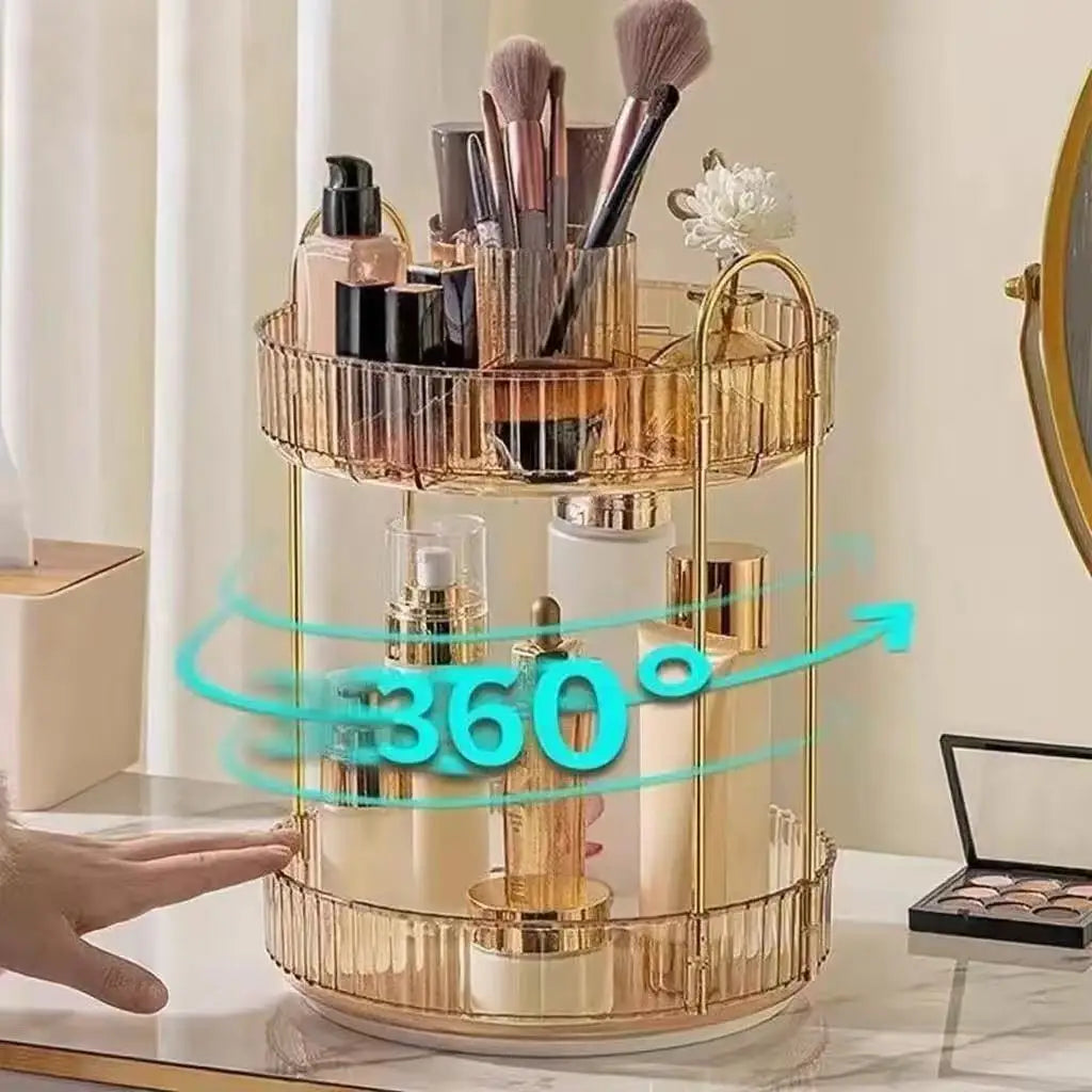 360&deg; Rotating Kitchen Storage Rack, Gold-Tone Multi-Tier Organizer — product photo 3