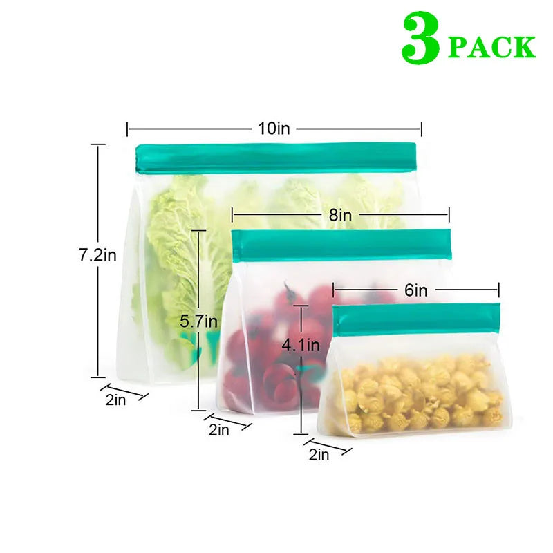 Storage Organizer Silicone Food Bag Set — Reusable Stand-Up Freezer Bags BPA-Free Leakproof — view 8 of storage & organisation