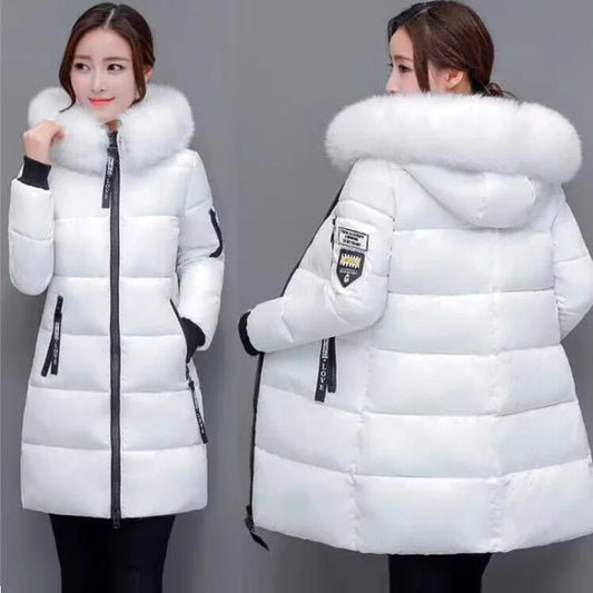 Fashion Coats Winter Jacket Women Parka New 2024 Hooded Long Female Coat Office