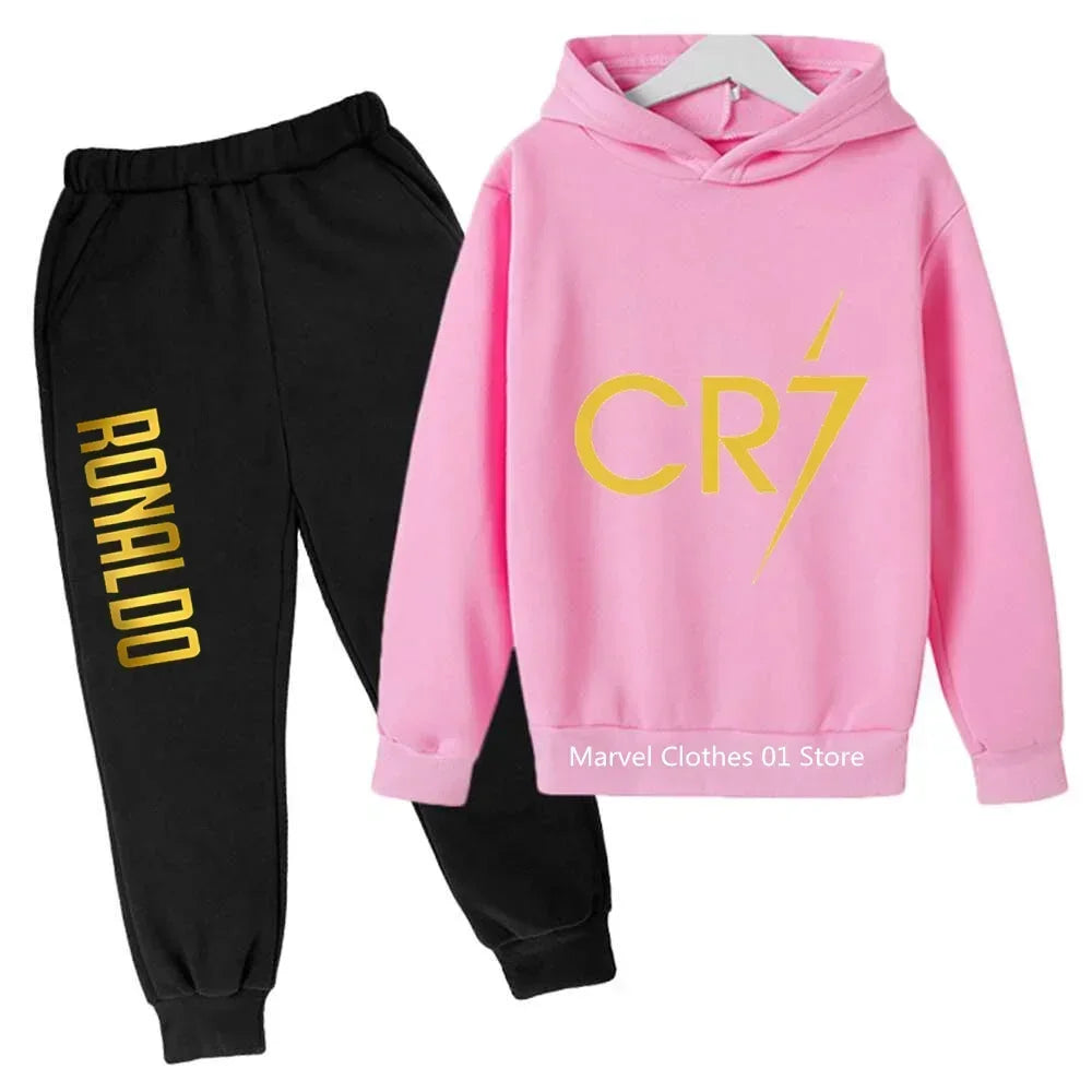 Cristiano Ronaldo CR7 Cosplay Costumes Kids Football Idol Hoodie Set Pants Kids Boys High Quality Tops Girls Clothing Sets