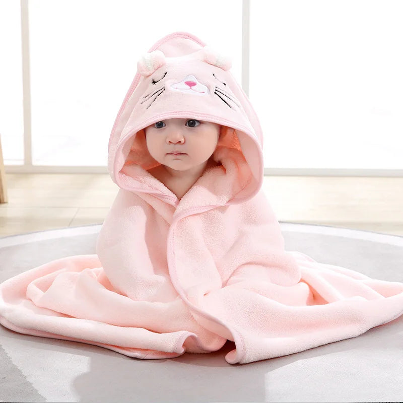 Cartoon Animal Hooded Baby Bath Towel - Soft Newborn Wrap Blanket — view 7 of baby bath