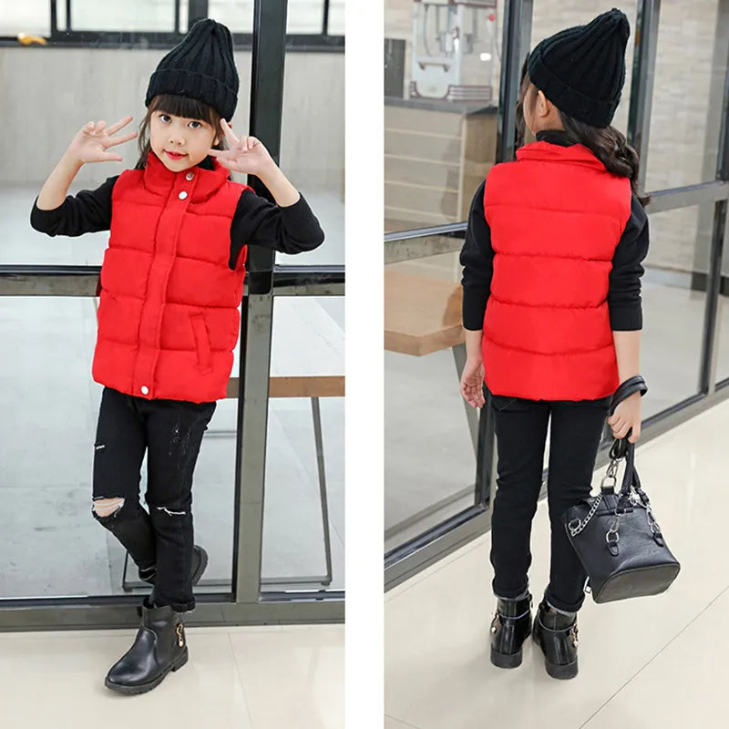 Boys Girls Winter Autumn Down Vest Coat Children Kids Warm Waistcoat Outerwearfor 3 4 5 6 7 8 9 10 years