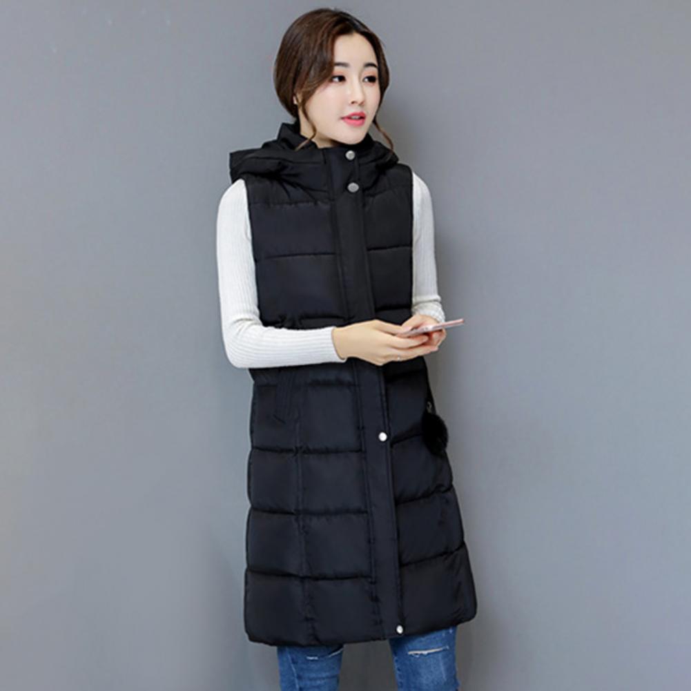 Women Vest Padded Cotton Down Autumn Winter Elegant Thick Warm Long Vest for Daily Wear