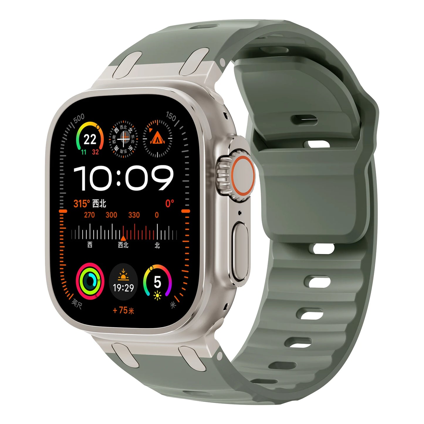 Sport Silicone Strap for Apple Watch Ultra — Stainless Connector Band 44/45/49mm — view 12 of watch straps