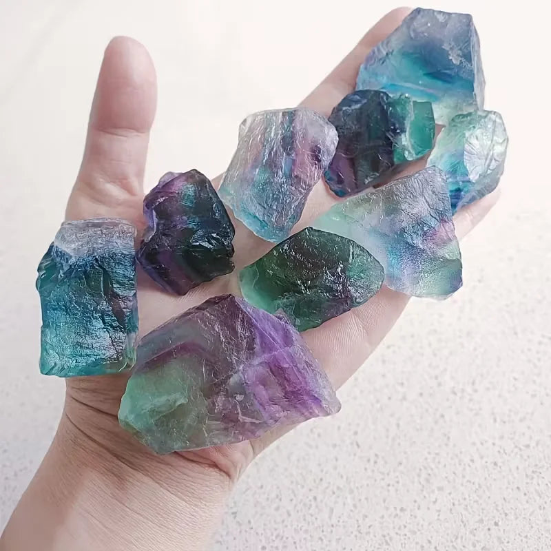 Crystal & Gemstone Fluorite Raw Stone — Natural Rainbow Crystal Home Decor — view 2 of crystal & gemstone
