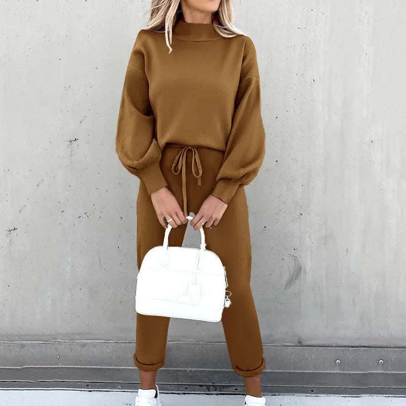 Autumn-Winter 2Pc Tracksuit &mdash; Women&rsquo;s Long-Sleeve Pullover Hoodie + Solid Jogger Pant Set — view 4 of tracksuits