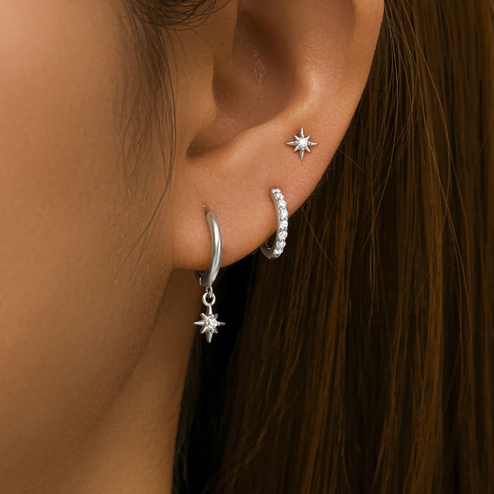 Women's 3pc Star Drop Earrings Set — 18K Gold Plated Round Dangle Jewelry — view 17 of jewelry