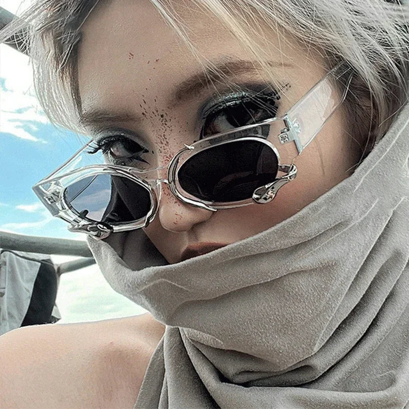 Y2K Snake Sunglasses — Statement Snake-Arm Oval Retro Luxury Designer UV400 Vintage Shades — view 3 of sunglasses