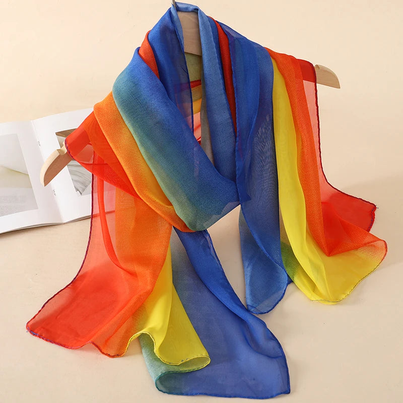 Printed Chiffon Scarf — Lightweight Sun-Protection Beach Shawl Wrap — view 11 of scarves