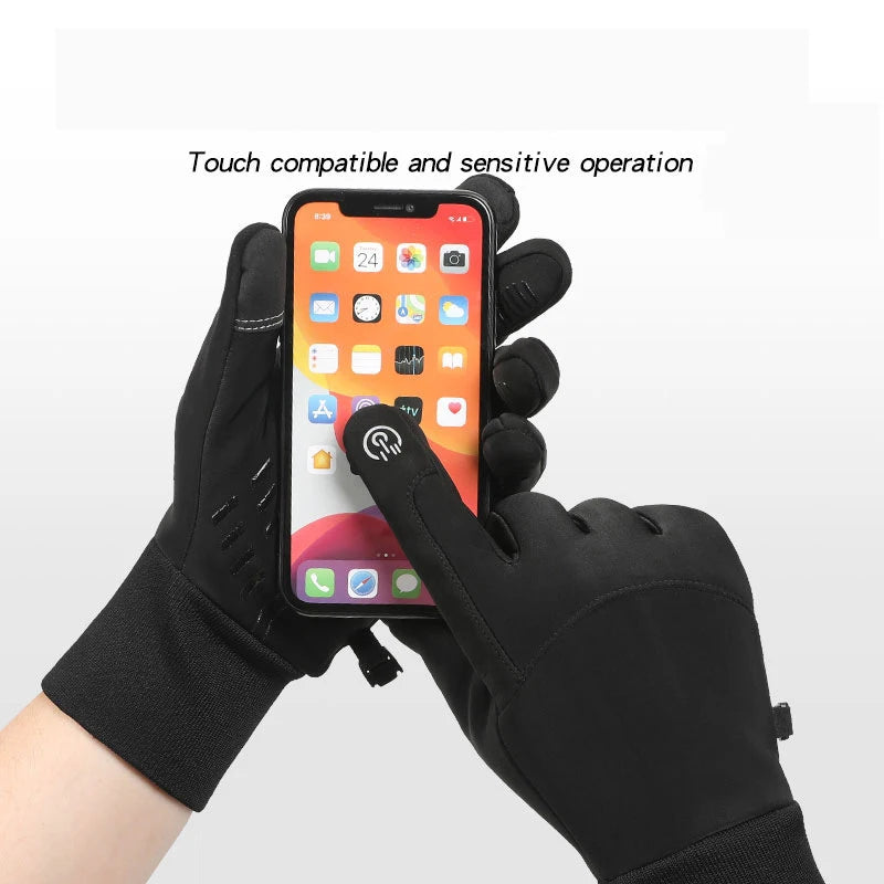 Cycling Gloves Autumn Winter Camping — Velvet Water-Repellent Touchscreen Anti-Slip Riding Gloves — view 2 of gloves