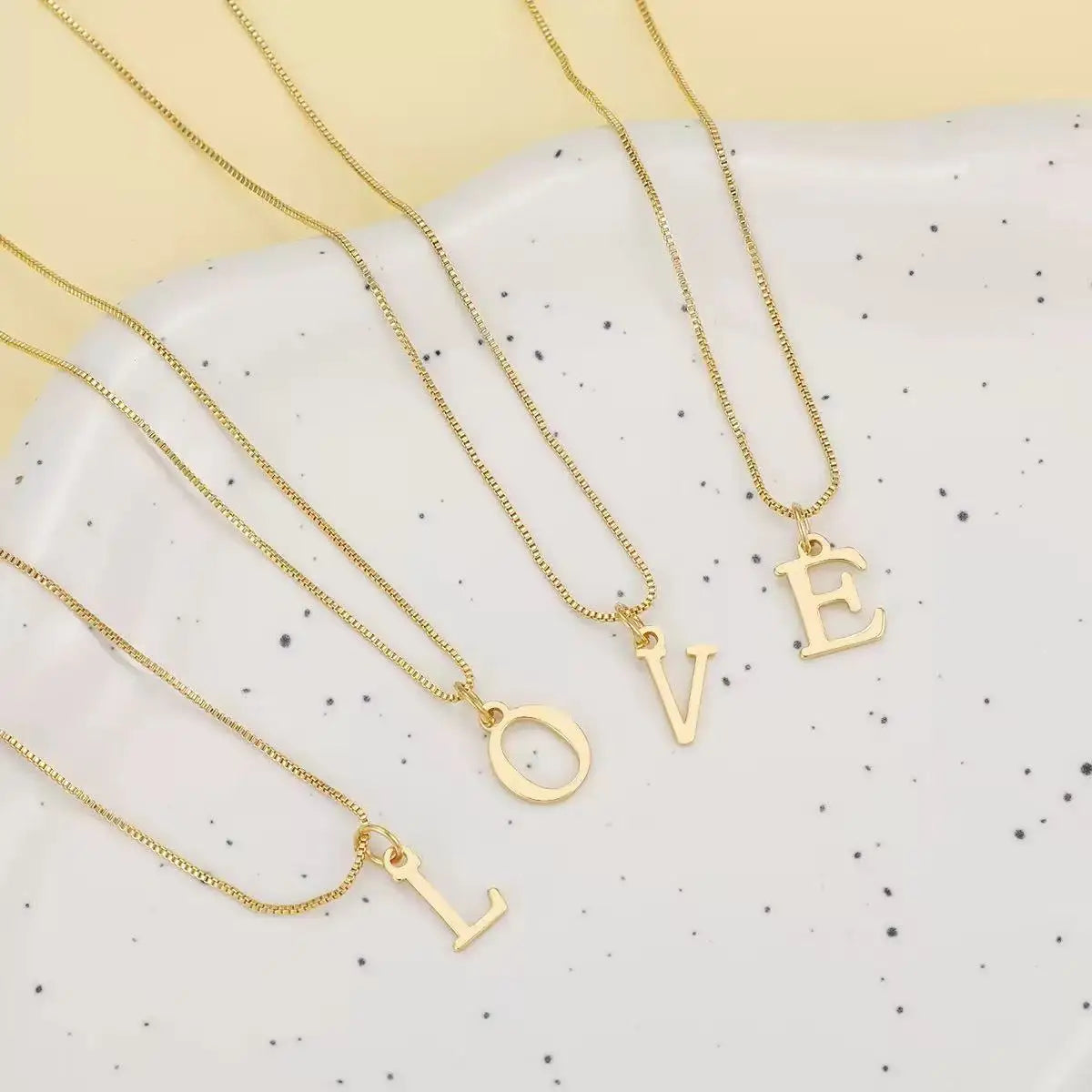 Women's A-Z Initial Letter Necklace — 18K Gold Plated Stainless Steel Jewelry — view 2 of jewelry