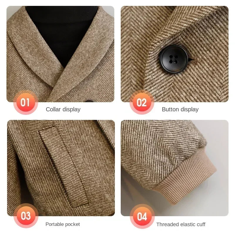 Boys’ Korean Style Double-Breasted Blazer Suit – Casual Birthday & School Outfit (Ages 1–12)