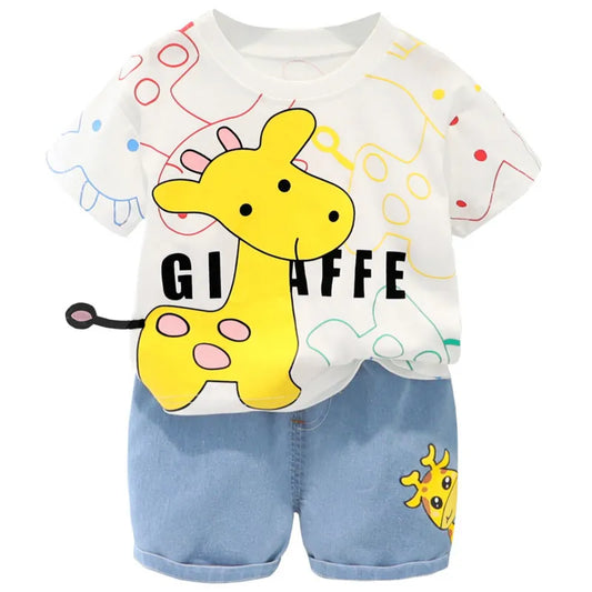 New Summer Baby Girls Clothes Suit Children Boys Fashion Cartoon T-Shirt Shorts 2Pcs/Sets Toddler