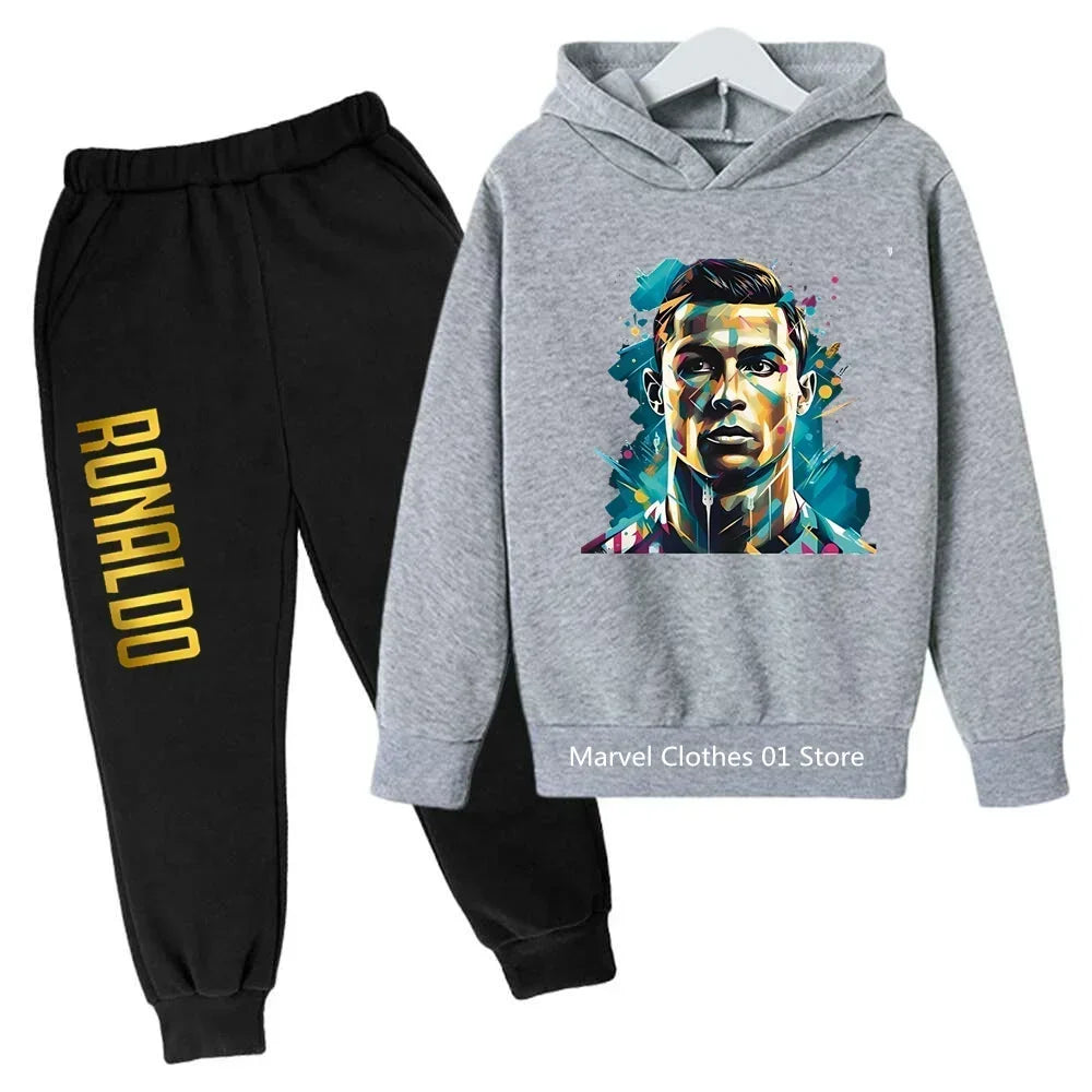 Cristiano Ronaldo CR7 Cosplay Costumes Kids Football Idol Hoodie Set Pants Kids Boys High Quality Tops Girls Clothing Sets