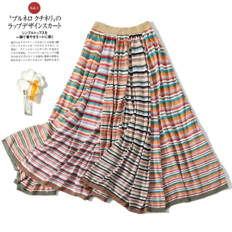 New  Big goods high quality  Clip gold refined stripe blockbuster  skirt fashion ladies 360  skirt UC0B665