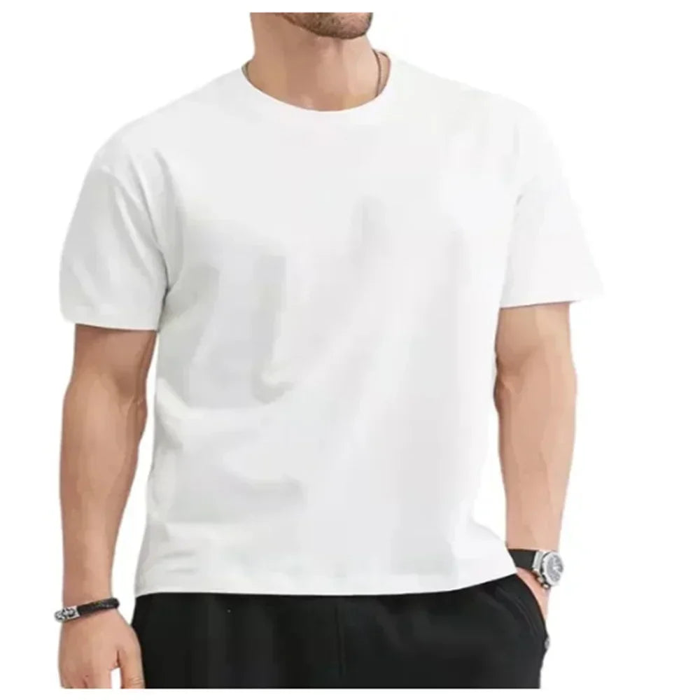 Summer Cotton Men's T-Shirt Women's Solid Color Blank O-Neck round Collar Short-Sleeve Couple White Top Tees