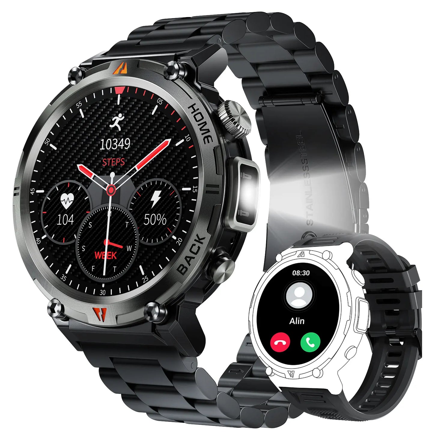 EIGIIS KE3 2025 New Bluetooth Call smartwatch for men Full Touch Screen With Health Monitor heart rate Flashlight Smart watch — view 10 of product