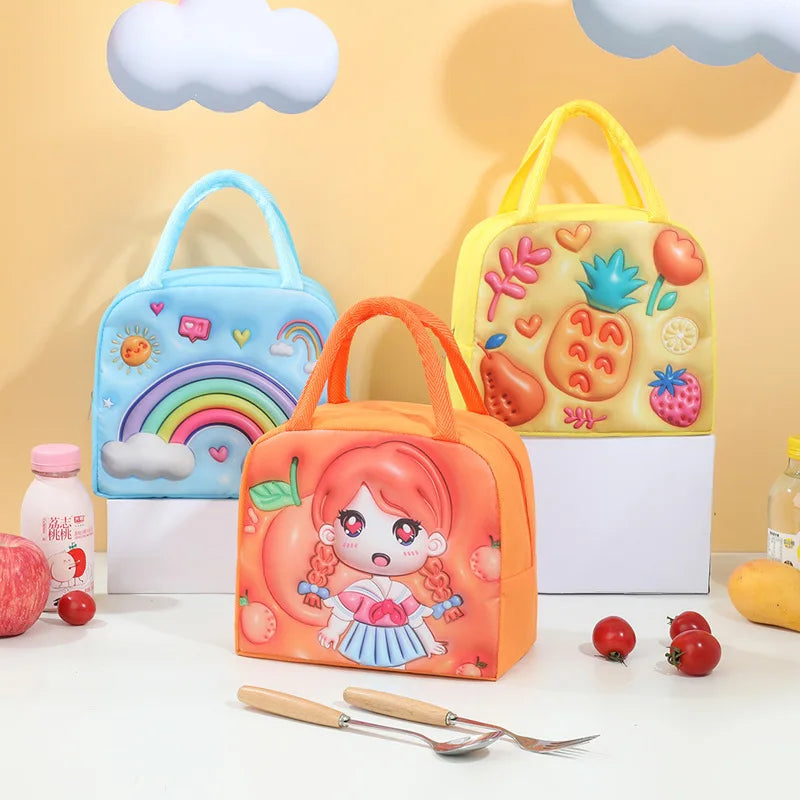 Cartoon Animal Print Kids Lunch Bag - Insulated Bento Tote with Fun Design — view 2 of lunch bags