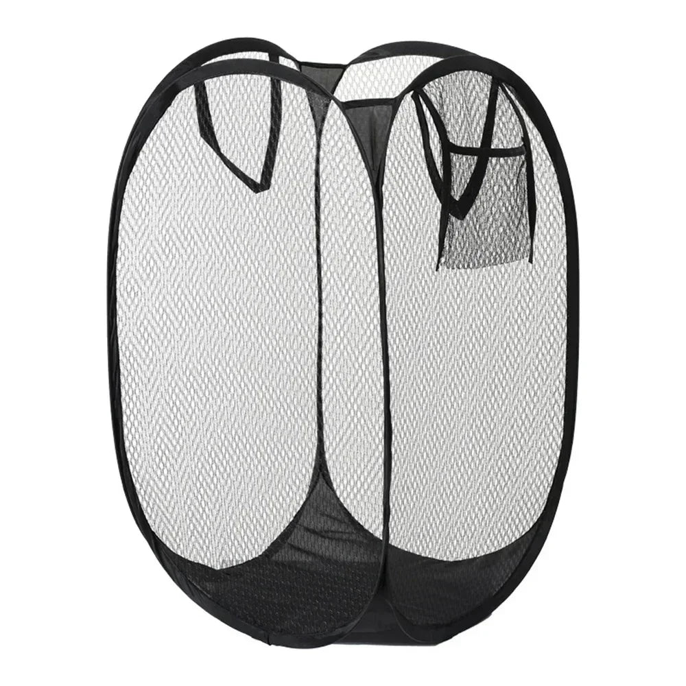 Storage Organizer Laundry Sorting Basket — Folding Mesh Bag Frame Bucket Pouch for Bathroom — view 1 of storage & organisation