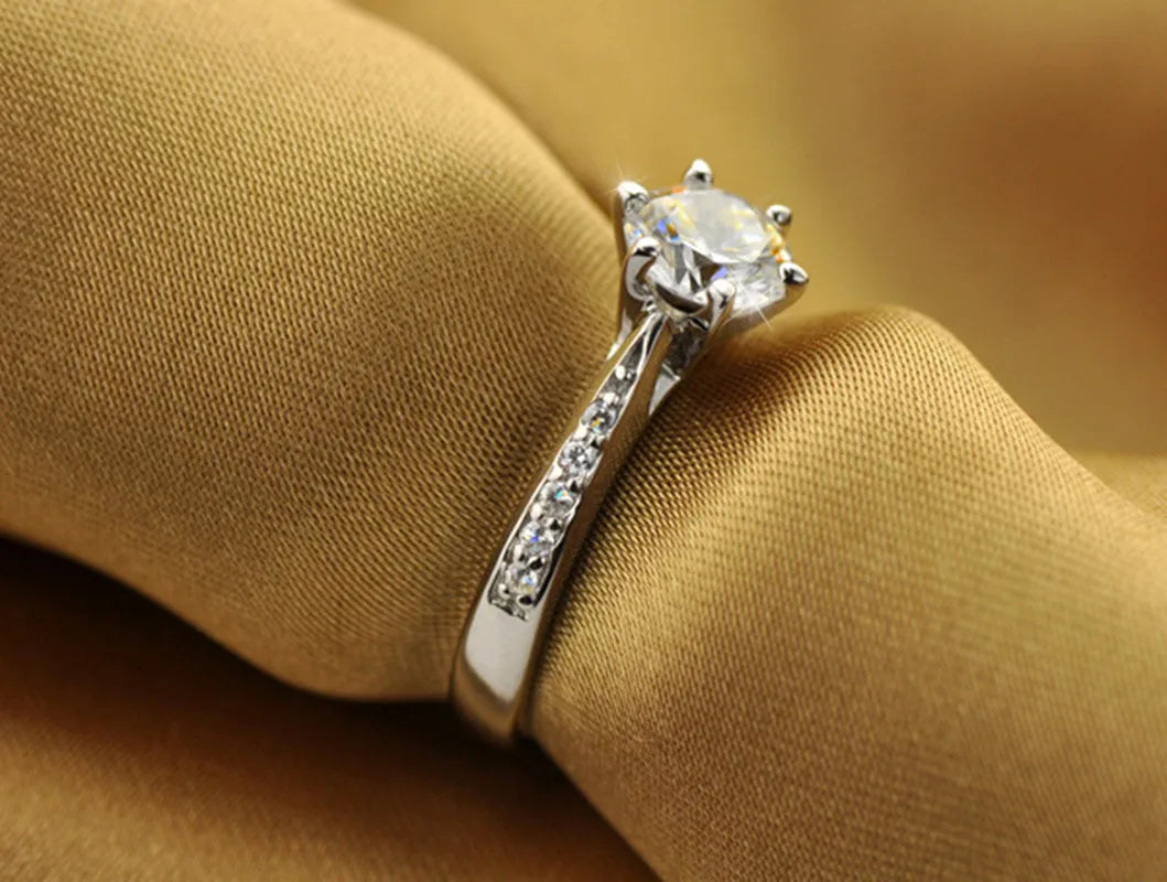 Women's 925 Sterling Silver Six-Claw Ring — 7CT Diamond Engagement Jewelry — view 2 of jewelry