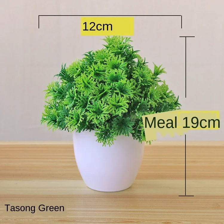 Home Decor Artificial Bonsai Plant — Faux Green Small Tree in Pot for Home, Office & Garden