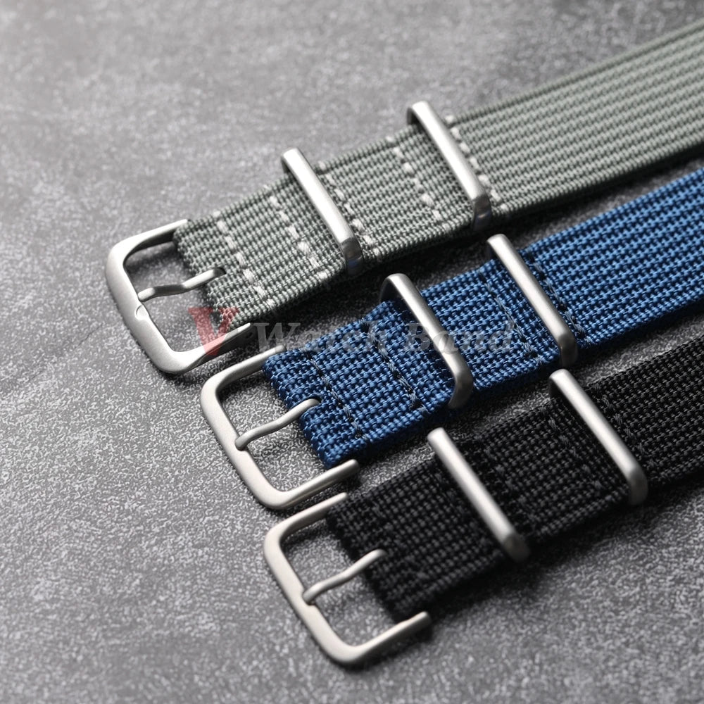 Ribbed Nylon Military Watchband — 18mm 20mm 22mm Breathable Sport Watch Strap — view 2 of watch straps