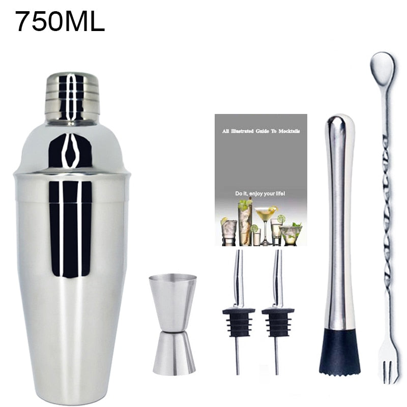 1-14 Pcs Stainless Steel Cocktail Shaker Set – 600ml/750ml Mixer for Drinks